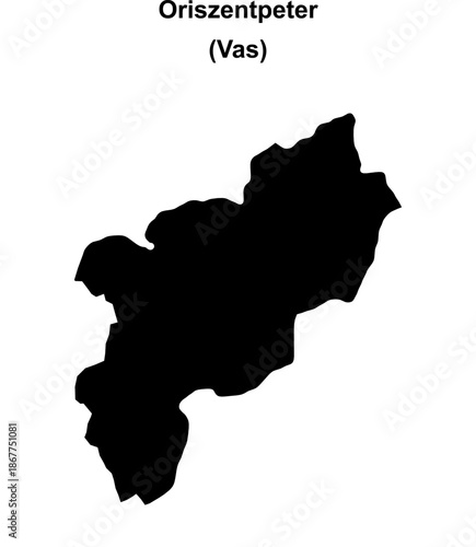 Oriszentpeter district blank outline map