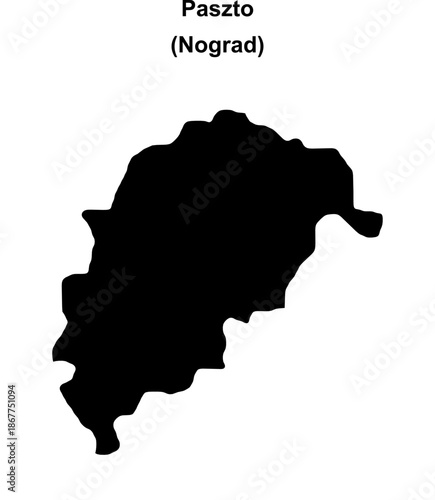 Paszto district blank outline map
