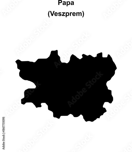Papa district blank outline map