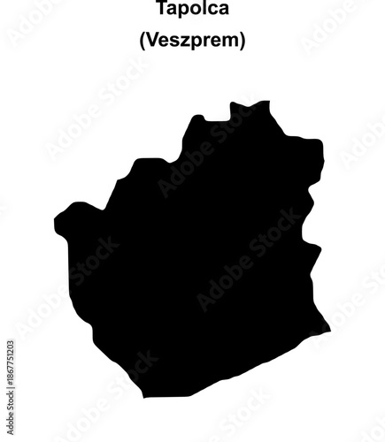 Tapolca district blank outline map