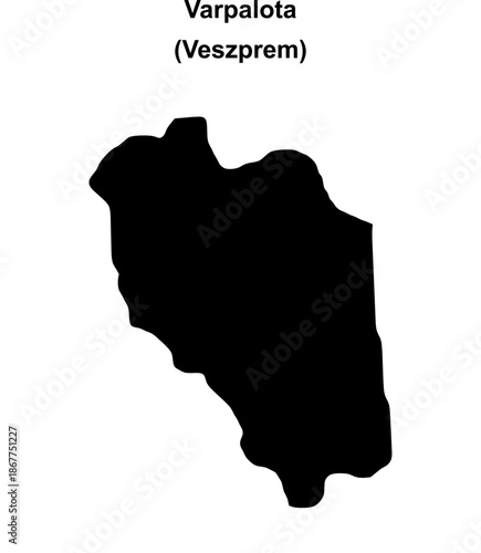 Varpalota district blank outline map