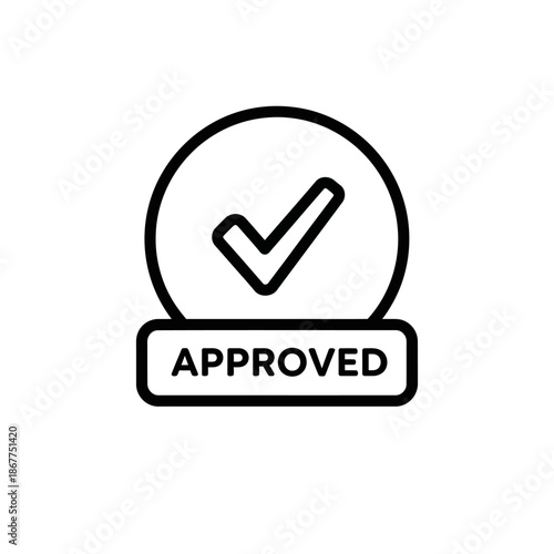 Verified Badge Icon with Checkmark and Approved Text for Validation and Trust Symbols