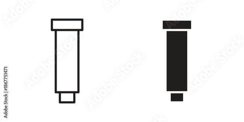Glue icons in line art and flat black clipart design style