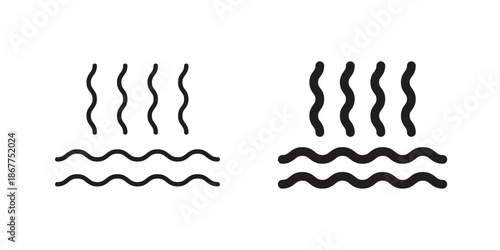 Hot Water icons in line art and flat black clipart design style