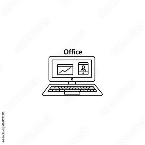 Modern Office Workspace with Computer and Digital Technology for Business Use