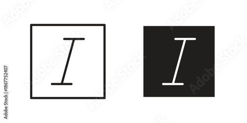 Italic button icons in line art and flat black clipart design style