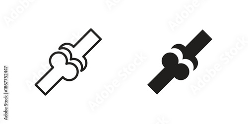 Joint icons in line art and flat black clipart design style