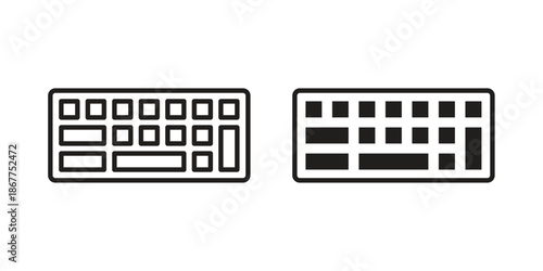 Keyboard icons in line art and flat black clipart design style