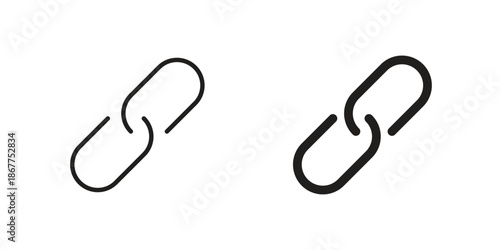 Link icons in line art and flat black clipart design style