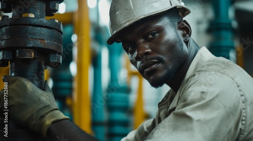 A construction worker in hard hat and vest.