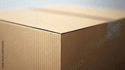 A large brown box with a shiny corner and an opening flap.