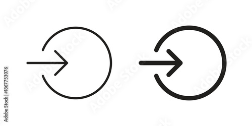 Log in icons in line art and flat black clipart design style