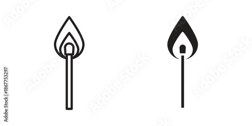 Matches icons in line art and flat black clipart design style