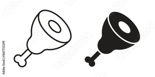 Meat icons in line art and flat black clipart design style