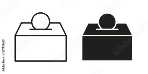 Money donation icons in line art and flat black clipart design style