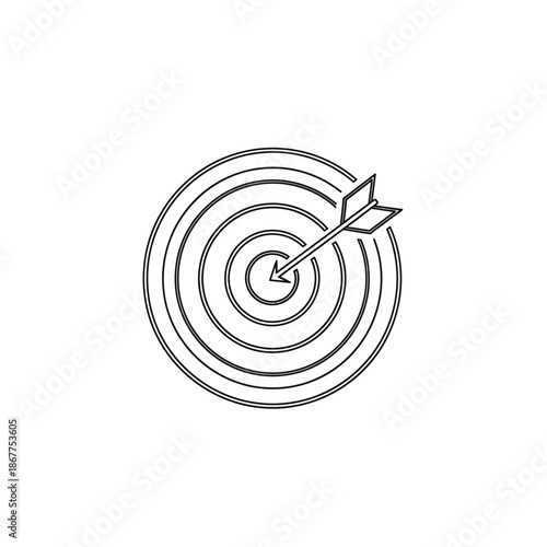 Target with Arrow Hitting Bullseye, Precision and Goal Achievement Concept