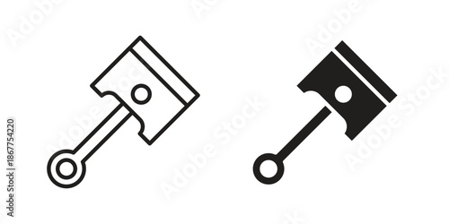 Piston icons in line art and flat black clipart design style
