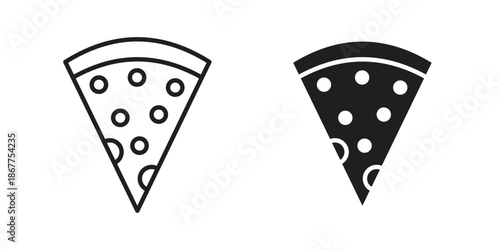Pizza icons in line art and flat black clipart design style