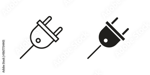 Plugin icons in line art and flat black clipart design style