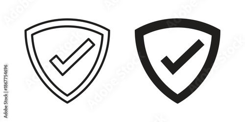 Protection icons in line art and flat black clipart design style