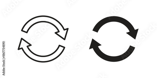 Recycle icons in line art and flat black clipart design style