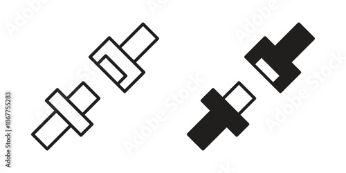 Seat Belt icons in line art and flat black clipart design style