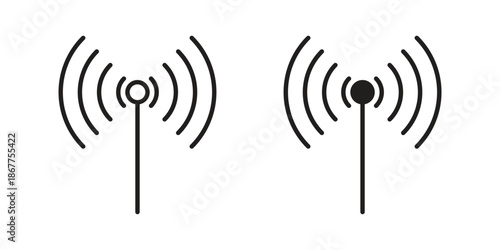 Signals icons in line art and flat black clipart design style