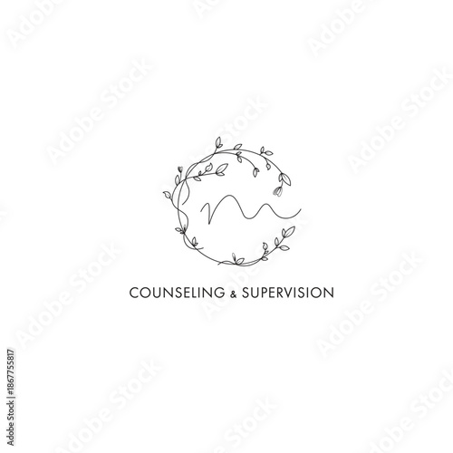 Custom CM / MC Monogram – Feminine Botanical Vector Logo