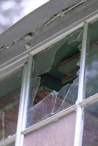 Broken glass window