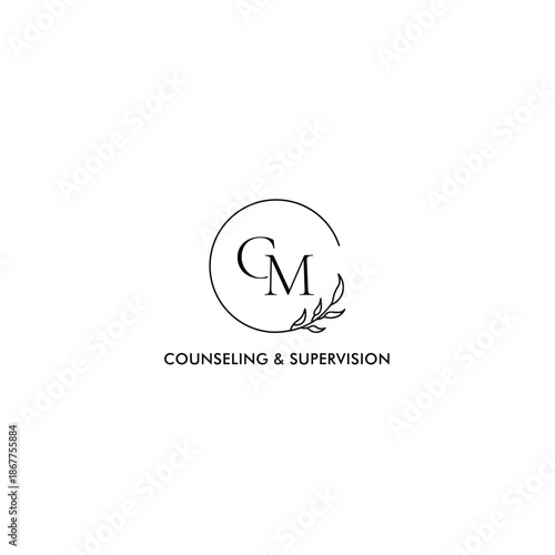 Custom CM / MC Monogram – Feminine Botanical Vector Logo