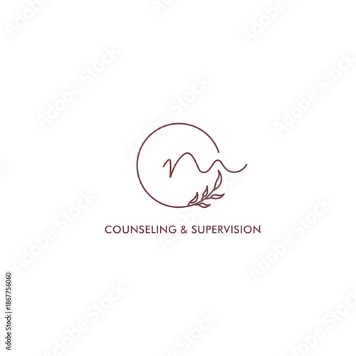 Custom CM / MC Monogram – Feminine Botanical Vector Logo