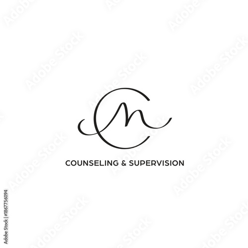 Custom CM / MC Monogram – Feminine Botanical Vector Logo