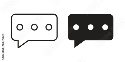 Text icons in line art and flat black clipart design style