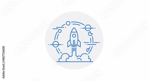 Rocket ship launching into space, representing innovation and progress, reaching for the stars.