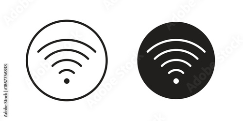 Wifi icons in line art and flat black clipart design style