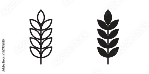 Wheat icons in line art and flat black clipart design style
