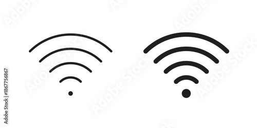 Wifi Signal icons in line art and flat black clipart design style