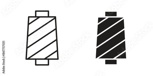 Yarn icons in line art and flat black clipart design style