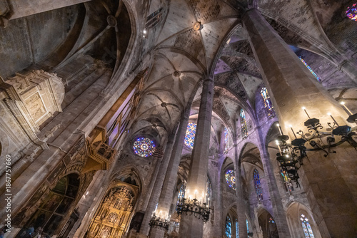 Palma de Santa Maria Cathedral of Palma, or La Seu, in the Mediterranean city of Palma de Mallorca Spain
