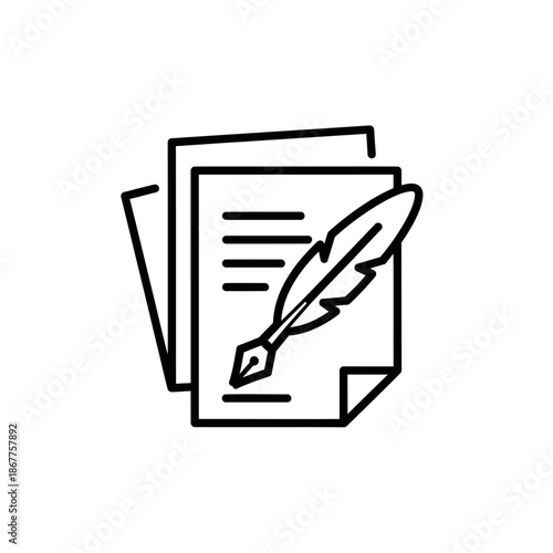 Creative Writing Concept with Feather Pen and Paper for Artistic Inspiration