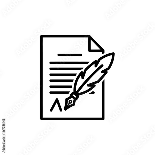 Elegant Writing Concept with Quill Pen and Document Representation for Creative Inspiration