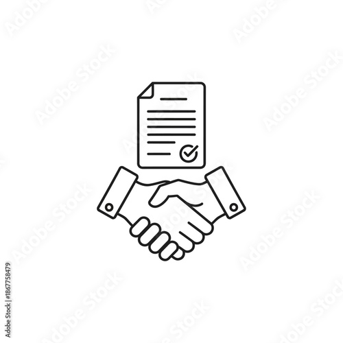 Handshake and Contract Agreement Illustration for Business Negotiation and Partnership
