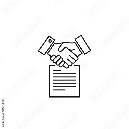 Handshake Agreement with Document, Business Deal Concept for Corporate Contract
