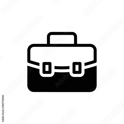 Minimalist Black and White Briefcase Icon for Business and Office Use