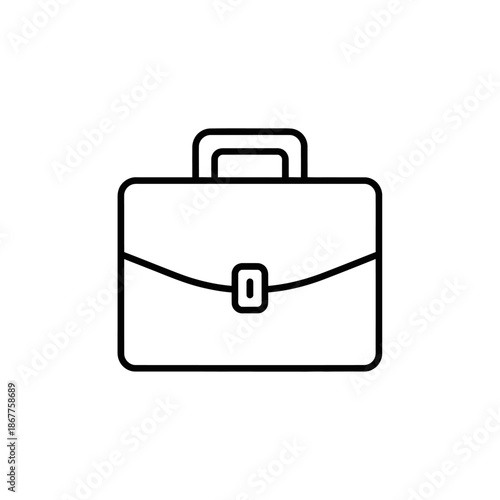 Minimalist Black and White Line Drawing of Briefcase Icon for Business and Work Use
