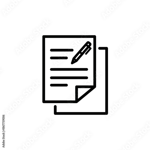 Minimalist Illustration of a Document with Pen for Business and Office Use