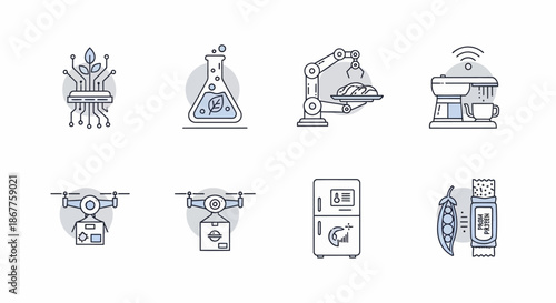 Set of Hand Drawn Doodle Icons Representing Modern Technology and Smart Devices.