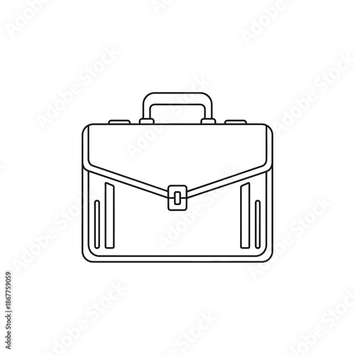 Minimalist Line Art Illustration of Business Briefcase for Professional Work or Travel Themes