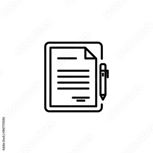 Open Notepad Icon with Pen for Document Editing and Note Taking