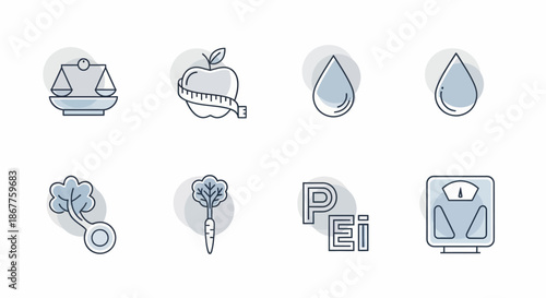 Collection of health and wellness icons for a balanced lifestyle.